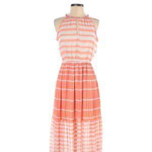 Maison Jules Pink & White Striped Pleated Dress